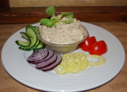 Smoked aubergine cream with fresh vegetables