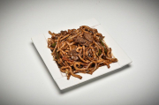 Udon noodles with beef and vegetables
