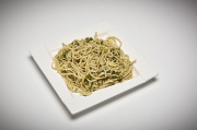 Fried noodles with sesame oil and herbs