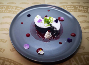 Brownies with pomegranate chutney (gluten and lactose free)