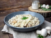 Forest mushroom risotto with chicken