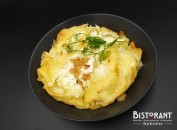 Pasta with cottage cheese and bacon greaves (gluten, lactose, egg)