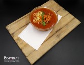 Tomato soup with gorgonzola crepe bites (gluten, lactose, egg)