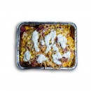 Sajtos tortilla chips, füstölt tarjával, kukoricával, tejföllel, füstölt sajttal besütve