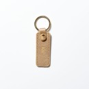 Saffiano leather gold keychain