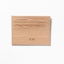 Croc leather beige cardholder