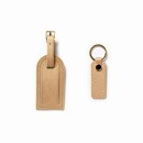Saffiano leather gold keychain+luggage tag