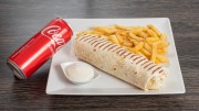 Tuna Wrap Menu (boat potatoes+sauce+0,33L drink)