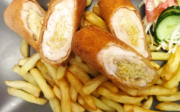 Fried chicken breast stuffed with cheese