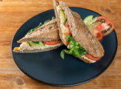 Egg cream with mayonnaise in baguette