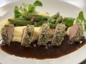 Pork roll wrapped in bacon