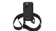 KARL LAGERFELD Monogram iPhone 14 Pro Max case with shoulder strap KLHCP14XSTMMK - Black