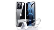 Torras MoonClimber Series - Apple iPhone 13 Pro Max Back Silicone case with metal support - Transparent