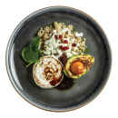 Grilled camembert with avocado and quinoa