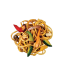 Fried noodles with peanuts and vegetables