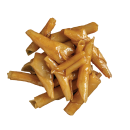 Pirított rizslisztből készült lebbencs tészta újhagymával és korianderrel