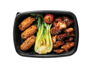 BBQ sides with grilled pack choi and sweet potato croquettes