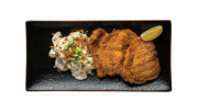 Sesame fried catfish with wasabi potato salad