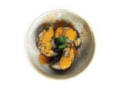 Puffed poppy seeds with mango dressing