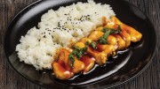 Teriyaki salmon with steamed rice