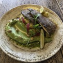 Trout fillet stewed in butter, broccoli cream, almonds, homemade roasted parsley potatoes